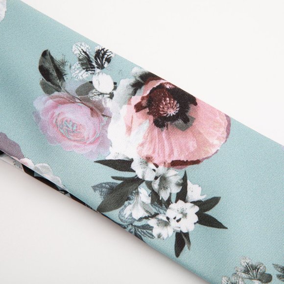 NEW! Mint Blue Narrow Floral Tie - Picture 2 of 4